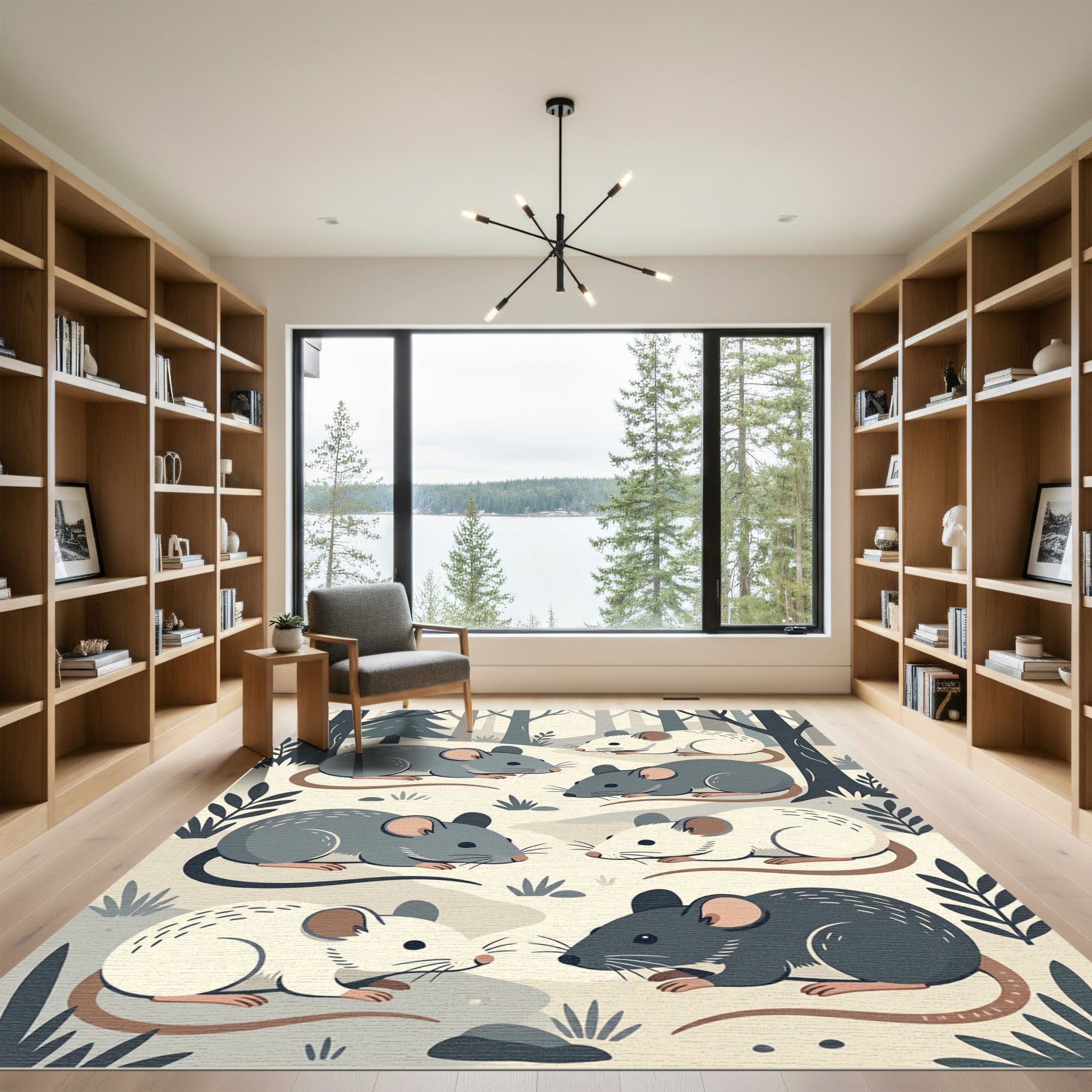 Whimsical Forest Mouse Woodland Illustration Rug