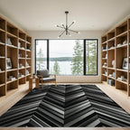 Monochromatic Chevron Plank Formation Rug