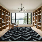 Monochromatic Chevron Stacking Rectangle Accents Rug