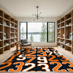 Varsity Orange Collegiate Number Graphic Rug