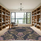 Dusty Rose Floral Scrollwork Oval Rug