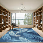 Ethereal Blue Floating Feather Arrangement Rug
