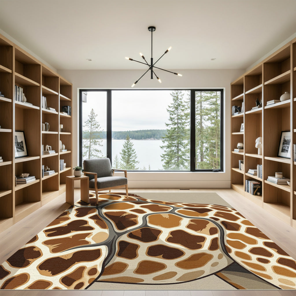 Brown Tan Irregular Spots Accent Rug