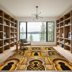 Ornate Golden Arch Lattice Filigree Rug