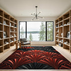 Art Deco Coral Black Fan Rug