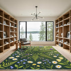 Botanical Fern Star Wildflower Field Rug