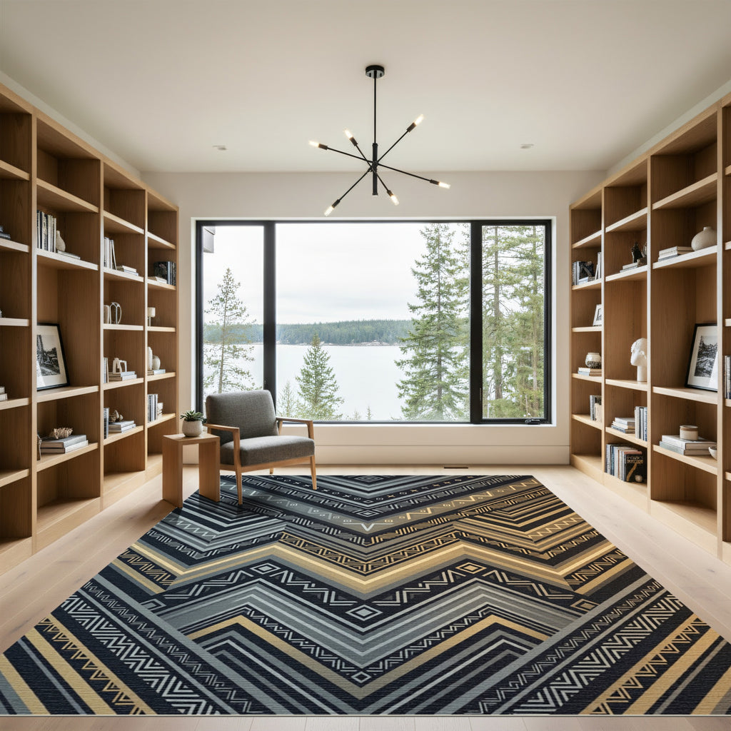 Retro Chevron Geometric Pattern Rug