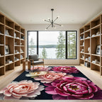 Radiant Blush Pink Peony Blooms Rug