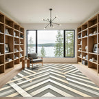 Modern Beige Cream Chevron Geometric Rug