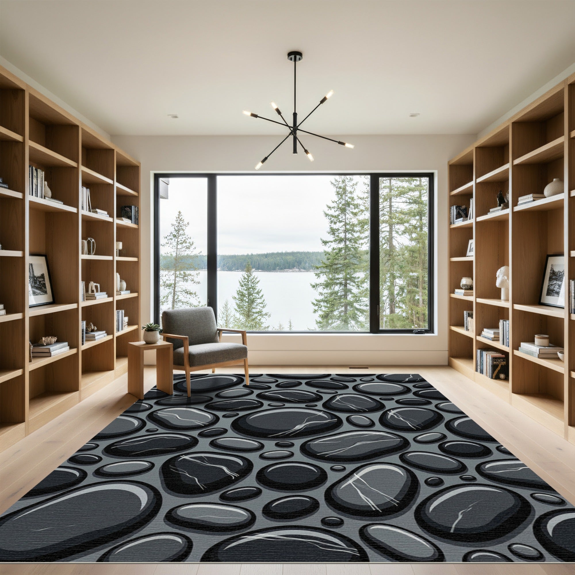 Chic Grey Smooth Stone Collection Rug