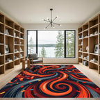 Fiery Red Orange Swirl Confetti Rug