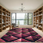 Sophisticated Gold and Magenta Geometric Pyramids Rug