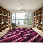 Ornate Fuchsia Striped Ribbon Rug