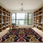 Tribal Hourglass Chain Geometric Earthy Rug