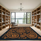 Orange Floral Paisley Amber Artwork Rug
