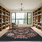 Elegant Pink Rose Floral Mandala Rug