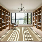 Earthy Tan Plaid Stripe Combination Rug