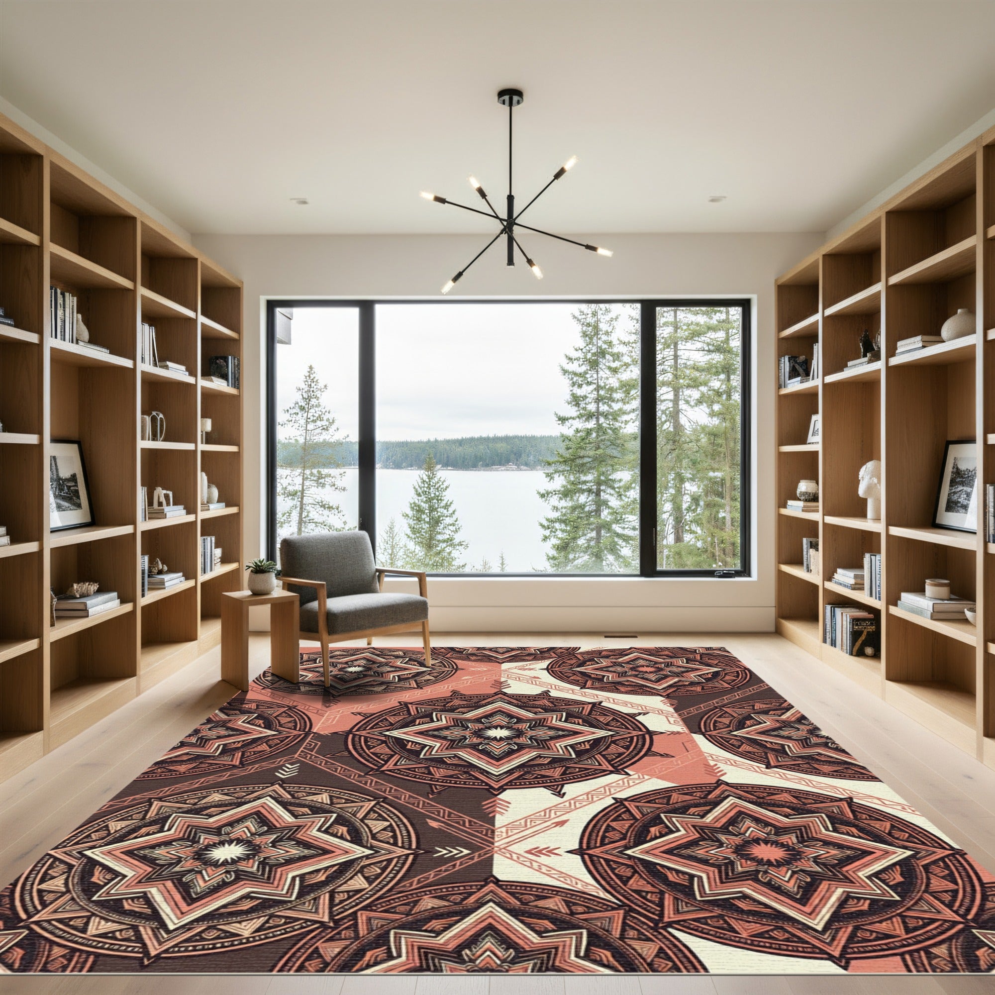 Terracotta Earthy Geometric Mandala Medallions Rug
