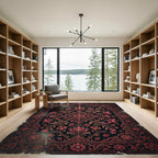 Dark Crimson Floral Medallion Tapestry Rug