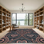 Blush Pink Hearts Geometric Medallion Rug