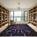 Purple Pink Circuit Board Network Rug