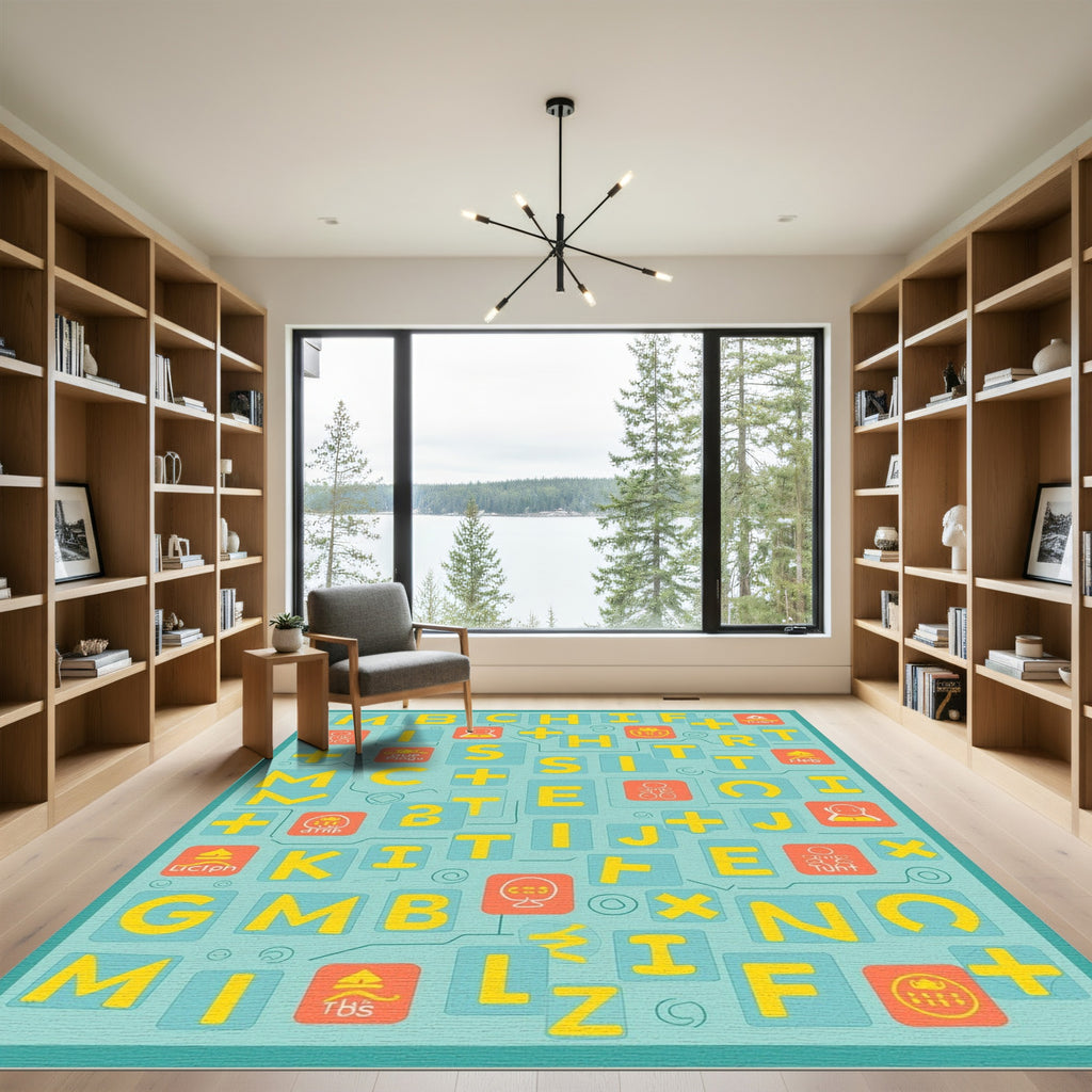 Retro Alphabet Blocks Graphic Rug