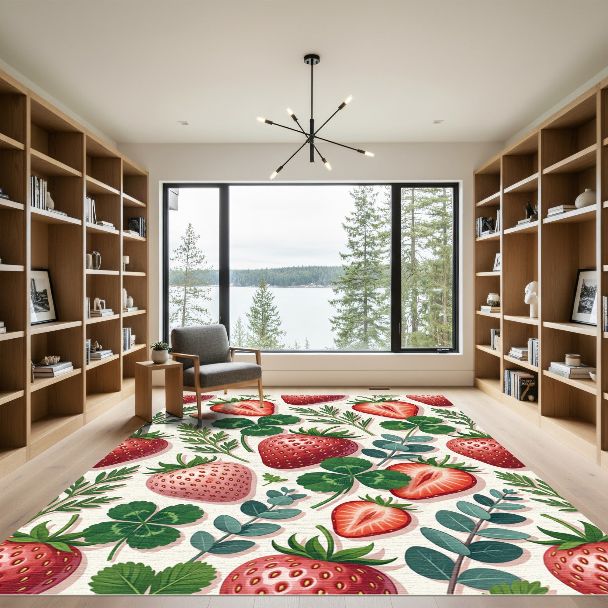 Whimsical Strawberry and Clover Garden Rug
