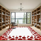 Bold Crimson Polka Dot Border Rug