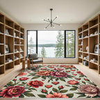 Romantic Rose and Heart Garland Rug