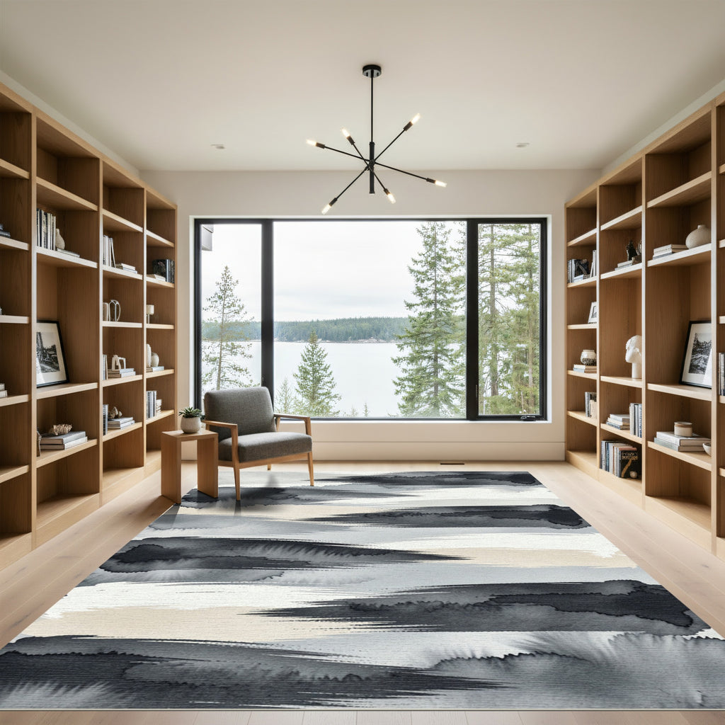 Ink Wash Brush Stroke Stripes Rug