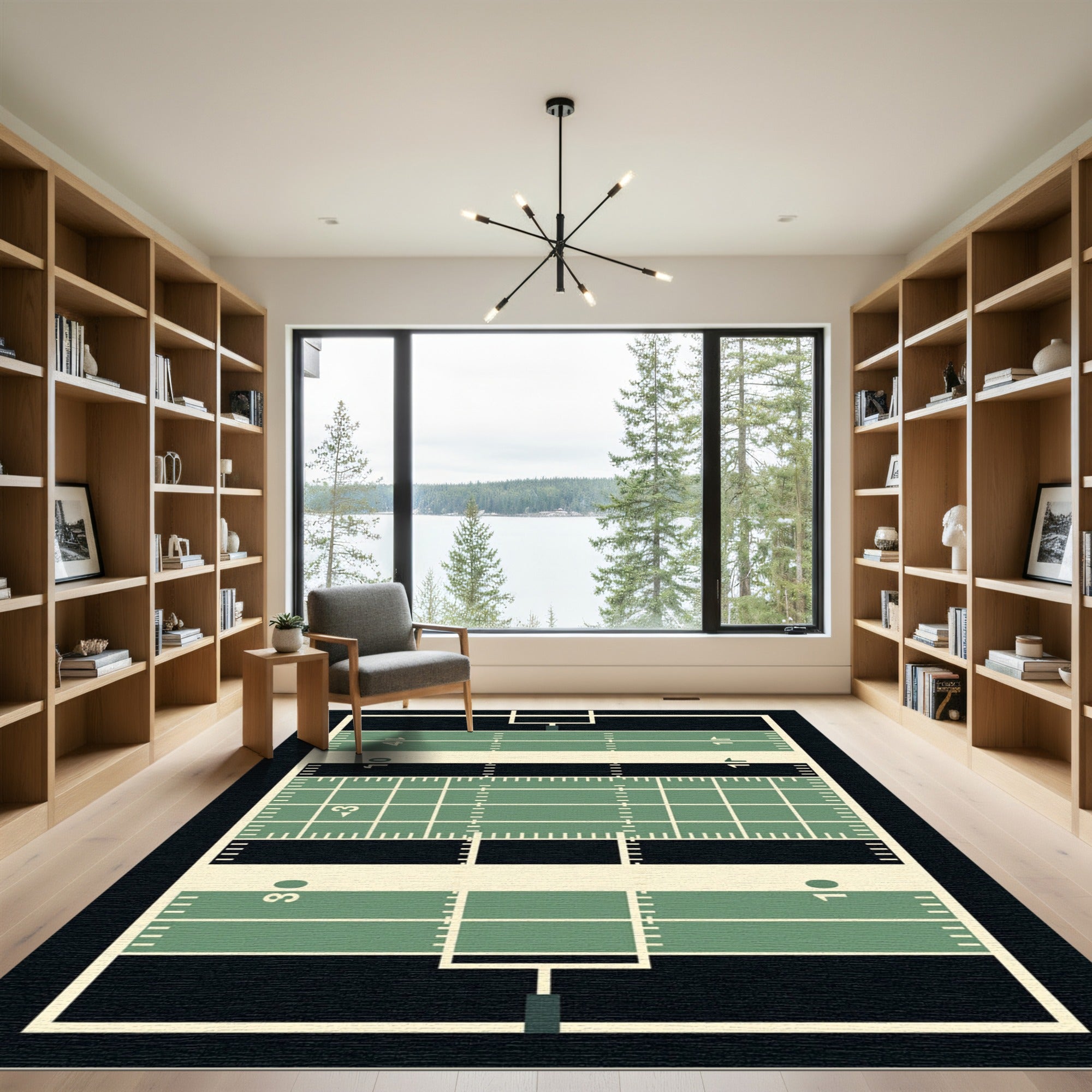 Athletic Green Field Gridiron Area Rug