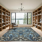 Antique Blue Acanthus Scroll Medallion Rug
