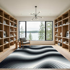 Monochrome Abstract Wavy Gradient Wave Rug