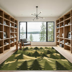 Earthy Pine Forest Mountain Landscape Rug