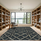 Dark Gray Rustic Lattice Weave Rug