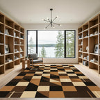 Brown Toned Geometric Cube Illusion Rug
