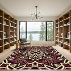 Rich Crimson and Gold Medallion Lattice Rug