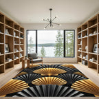 Art Deco Gold Black Fan Rug