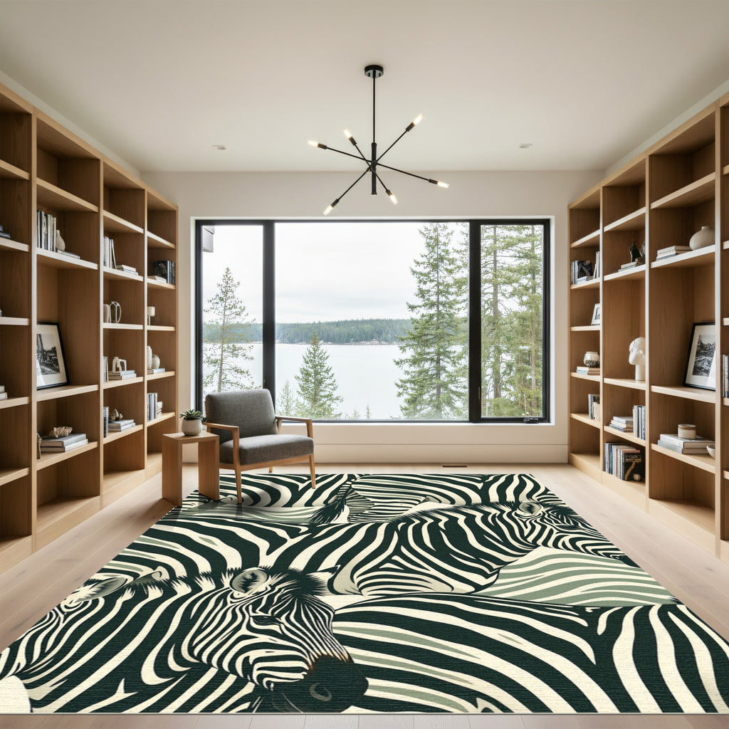Bold Zebra Stripe Animals Meadow Rug