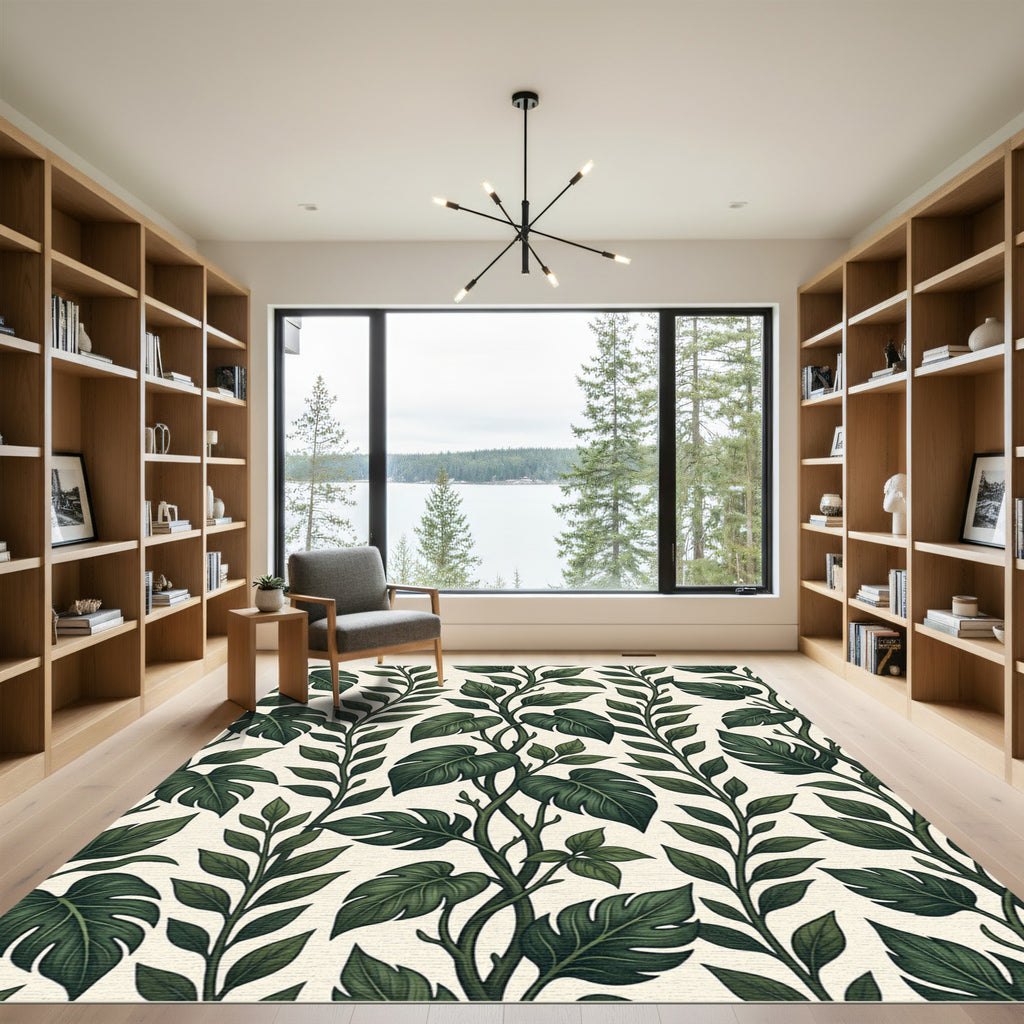 Dark Green Leafy Vine Climber Rug
