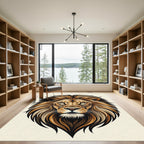 Majestic Golden Lion Head Portrait Rug