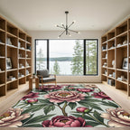 Grand Pink Peony Floral Garden Rug