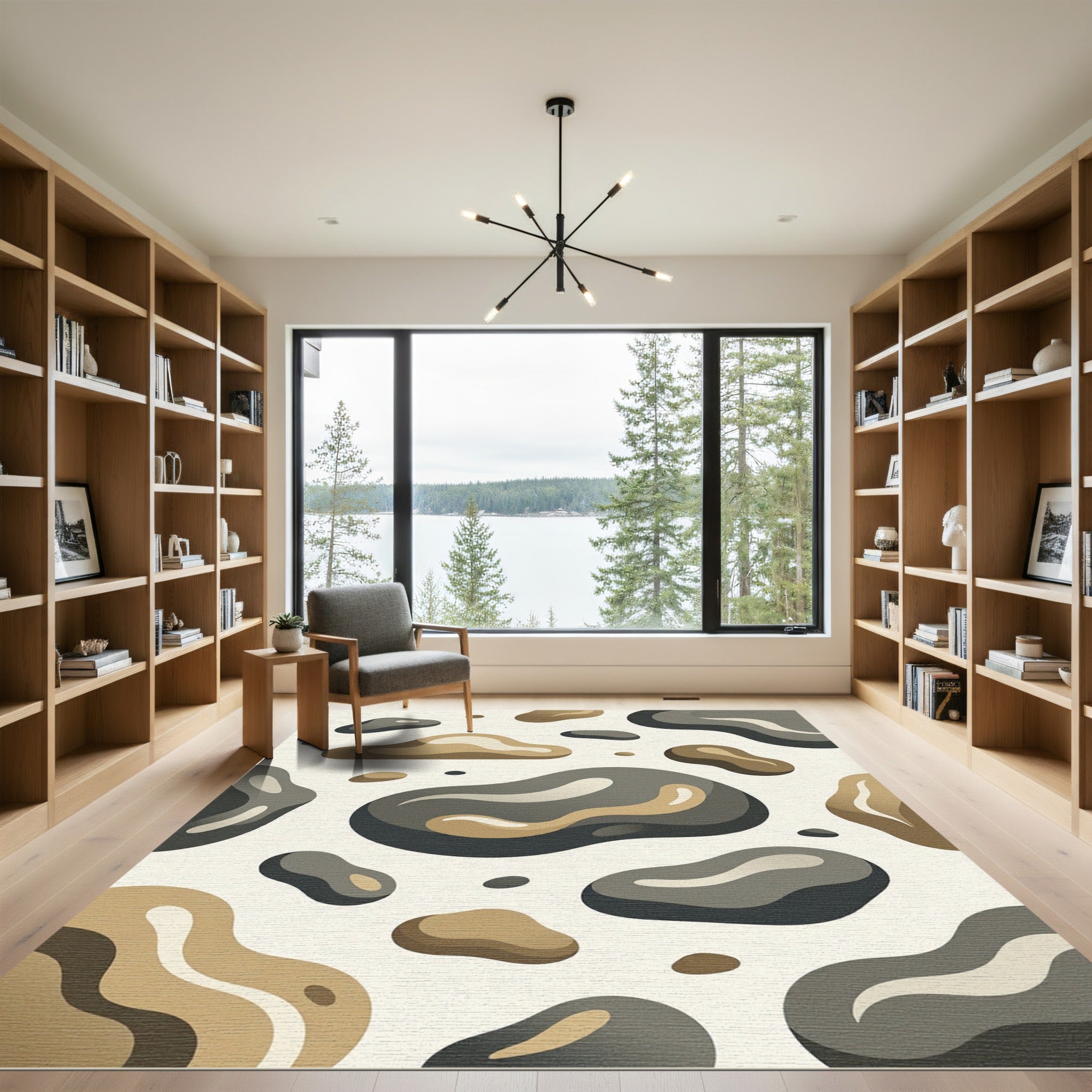 Modern Earthy Organic Shape Abstract Rug