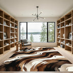 Minimalist Brown Zen Brushwork Swirl Rug