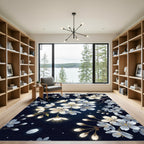 Luminous White Cherry Blossom Night Meadow Rug