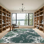 Ethereal Dark Green Bubbles Abstract Art Rug