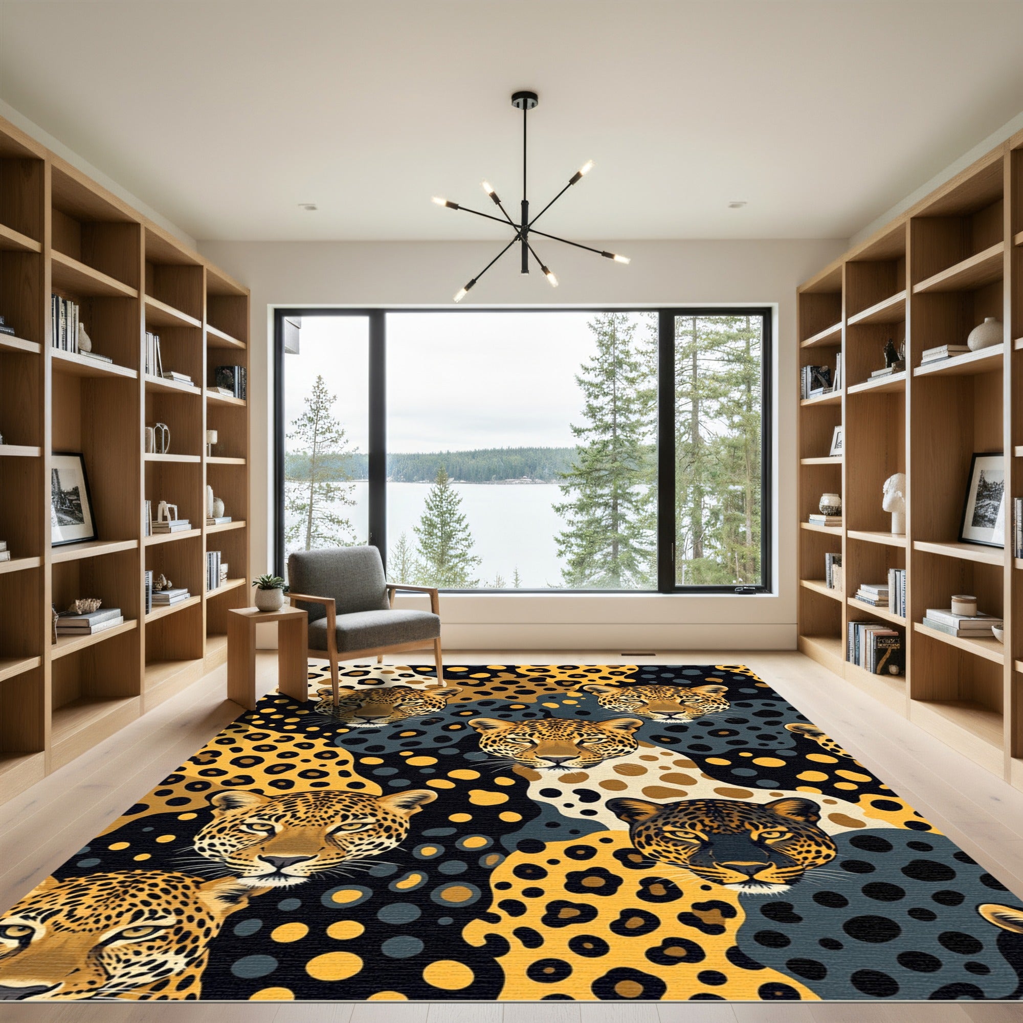 Bold Jaguar Spots Abstract Collage Rug