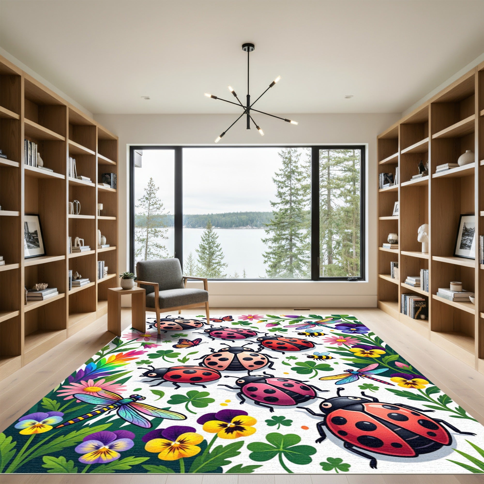 Cheerful Ladybugs Butterflies Dragonflies Garden Rug