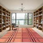 Terracotta Geometric Grid Composition Rug