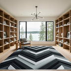 Modern Grayscale Chevron Layers Rug